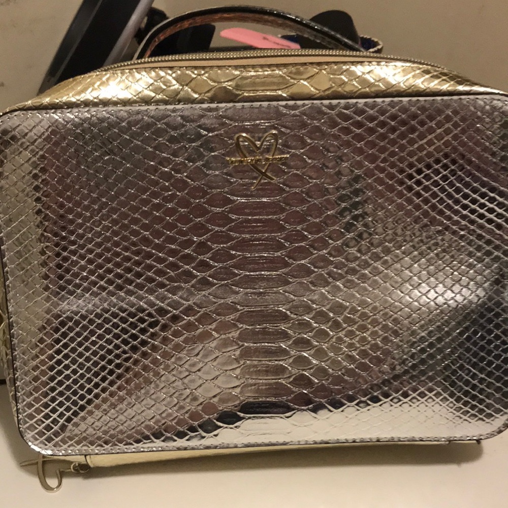 Love Victoria’s Secret Metallic Silver & Gold Travel Cosmetic Bag